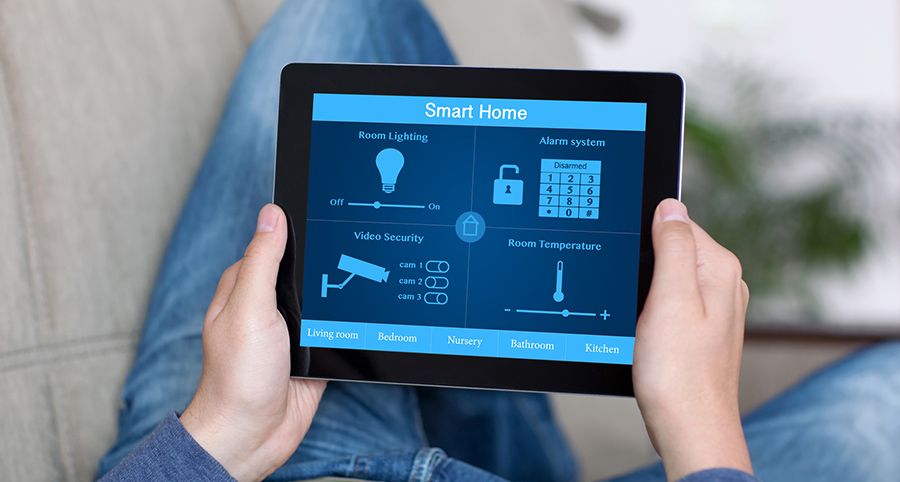 The ability to access and control security components from a mobile device is one of the top smart home trends in West Palm Beach. Close-up of smart home security app.